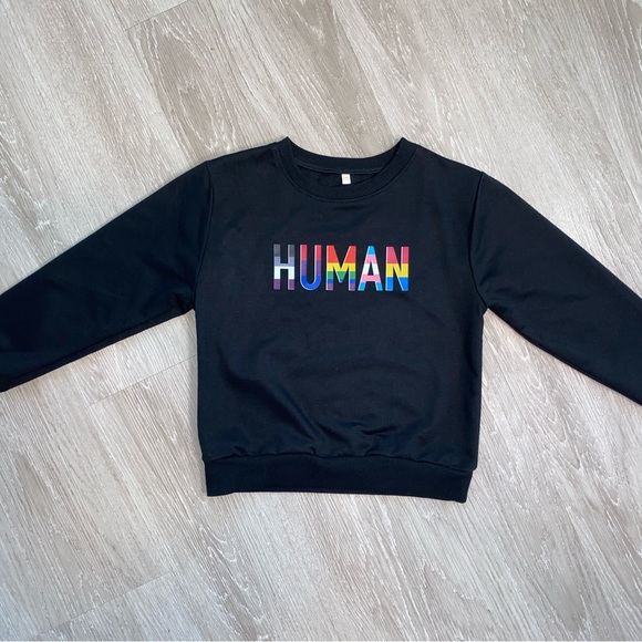Boys long sleeve shirt sz 5t, quote-  HUMAN - Picture 1 of 3
